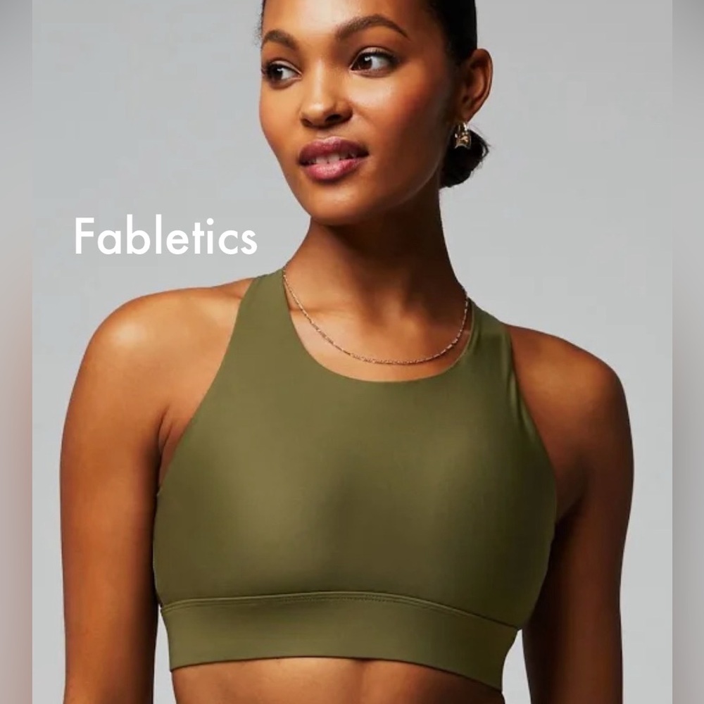 Fabletics Green Sports Bra with Racerback Design